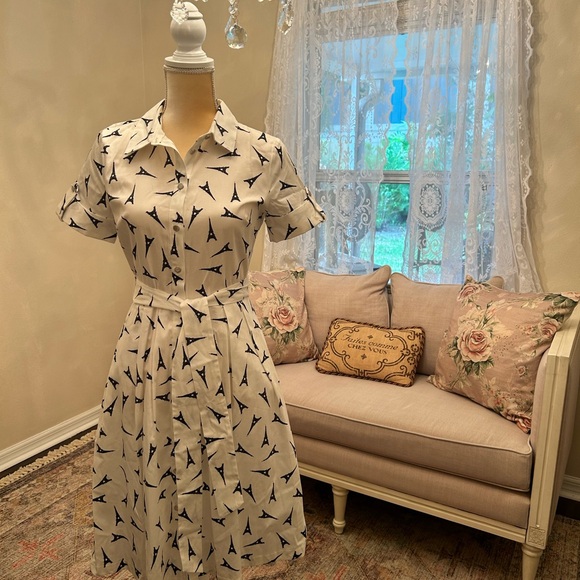 Karl Lagerfeld Paris Eiffel Tower Print Retro Dress NWT 4 - Picture 3 of 8